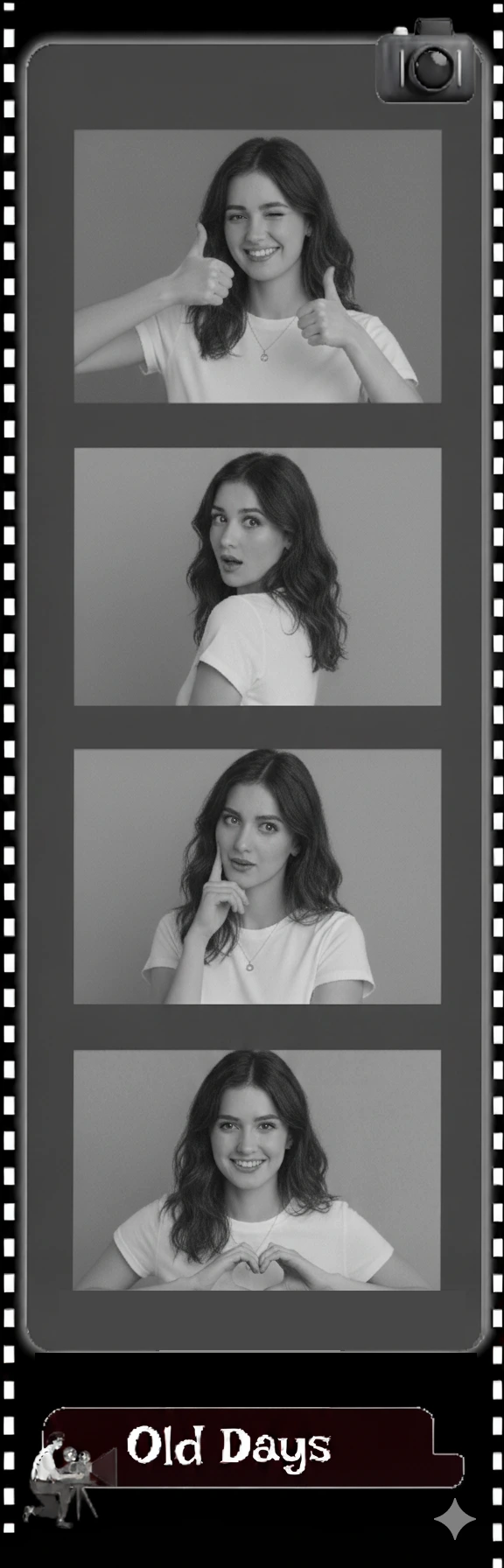 Four-cut photobooth strip of friends laughing